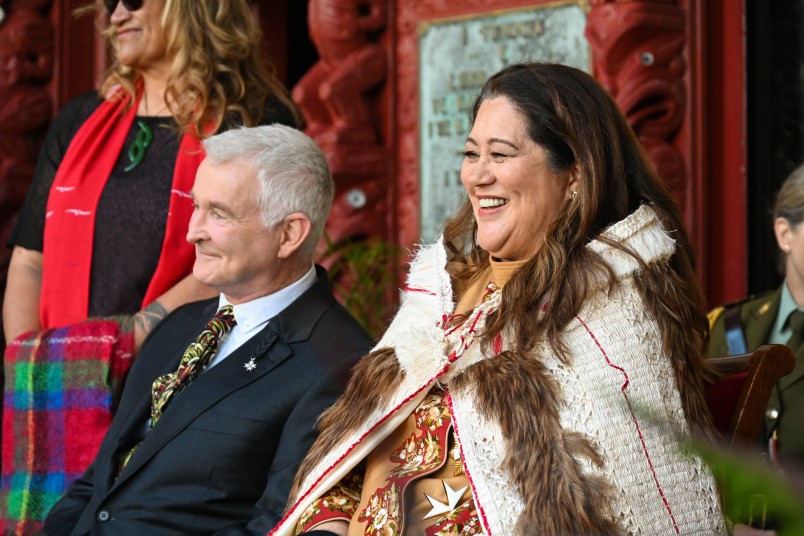 Dame Cindy and Dr Davies enjoying the waiata