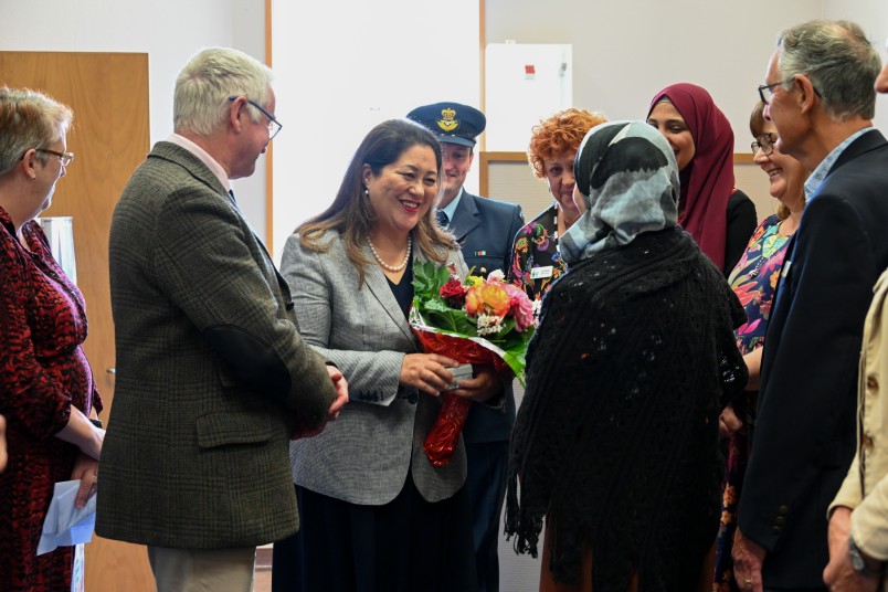 Dame Cindy and Dr Davies meeting former refugees in South Canterbury