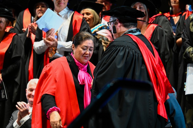 Dame Cindy receiving her Honorary Doctorate