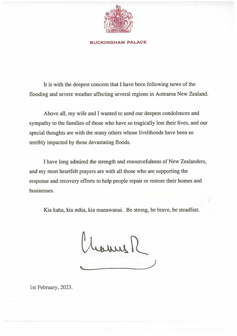 A message from His Majesty King Charles III to those affected by the recent flooding and severe weather.