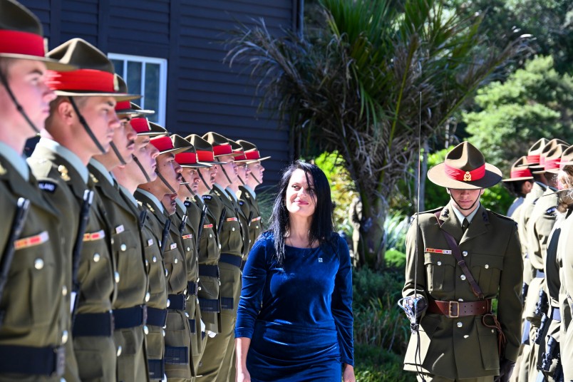 HE Mrs Jetmira Shala inspects the guard of honour