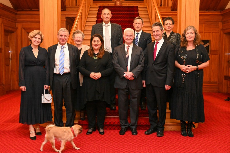 Dame Cindy and Dr Davies with Professor Myles Allen and guests