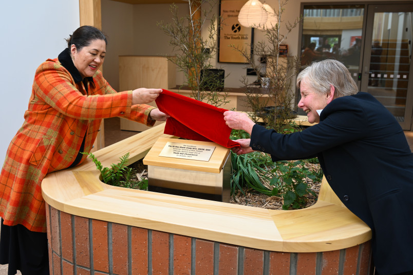 Dame Cindy and Dame Sue unveiling the plaque