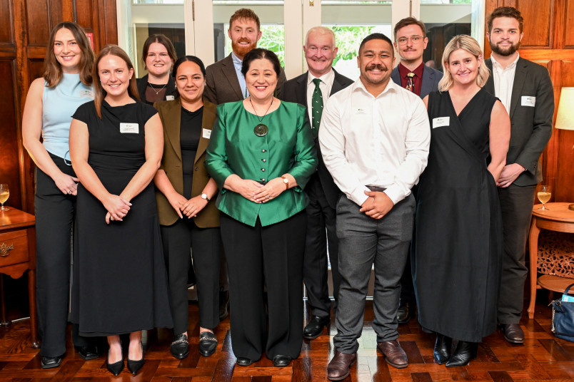 Dame Cindy and Dr Davies with the Rangatahi Advisory Panel