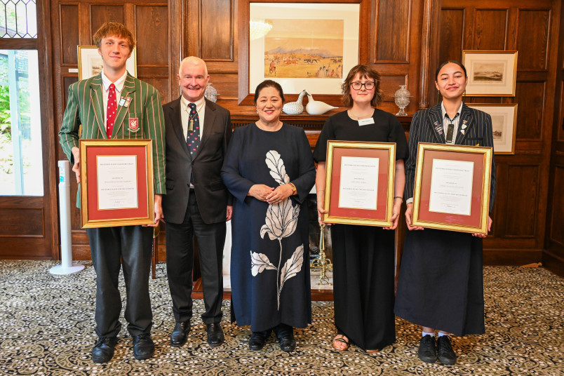 Dame Cindy and Dr Davies with the recipients