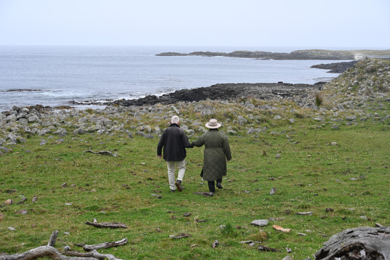 Dr Davies and Dame Cindy in Ohira Bay, Rekohu Chatham Islands