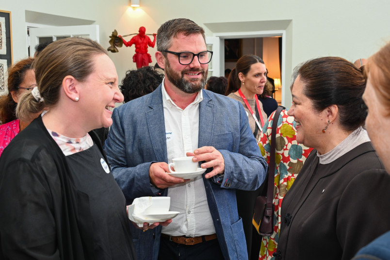 Dame Cindy in conversation with guests