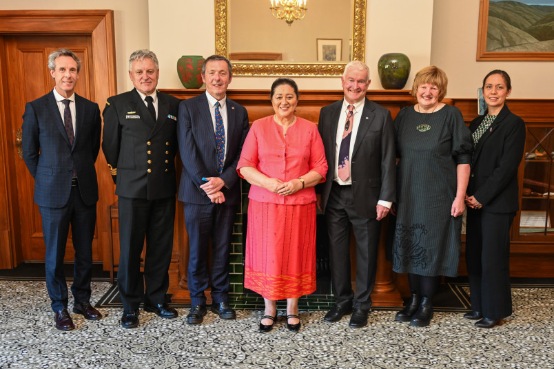 Dame Cindy with the official party