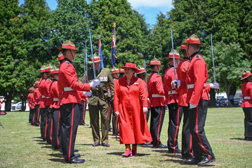 Dame Cindy inspecting the Guard of Honour