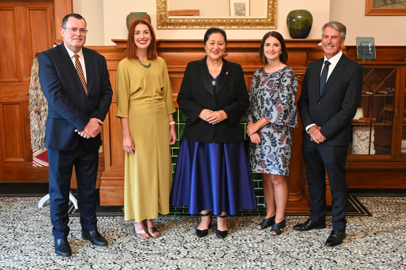 Dame Cindy with the official party
