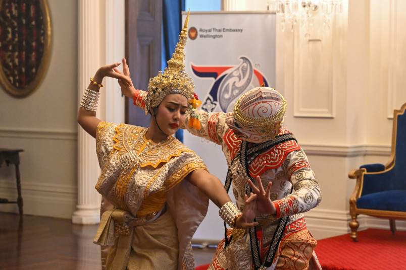 Dancers perform 'Khon: Ramakian, the Episode of Hanuman chasing Suphannamatcha'
