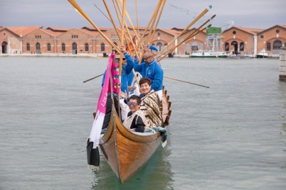 An image of Dame Patsy arriving for the opening of the New Zealand Pavilion at the Venice Biennale 