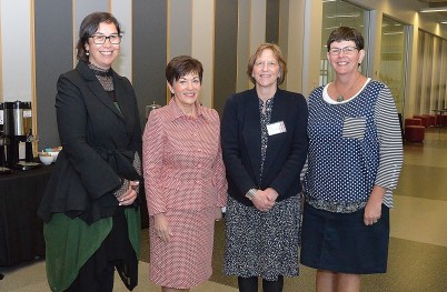 Image of Dame Patsy with Prof Rawinia Higgins, Prof Sonia Mazey and Annemarie de Castro