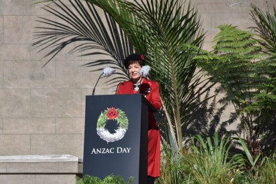 Dame Patsy delivering the Anzac Address at the National Service