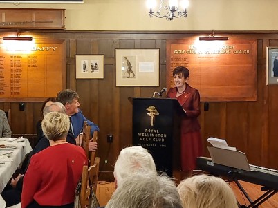 Dame Patsy speaking at the Royal Wellington Golf Club