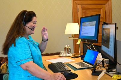 Dame Cindy participating during a virtual hui of the Aotearoa Circle 