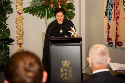 Dame Cindy addressing the congregation