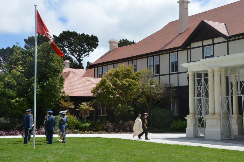 The Tunisian flag flies as The Ambassador of the Republic of Tunisia, HE Mr Nabil Lakhal enters Government House.