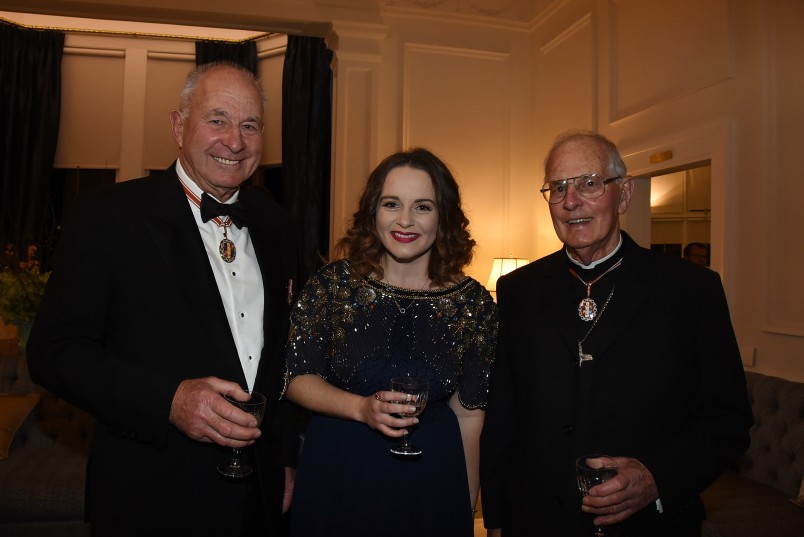 Sir Don McKinnon, ONZ, Ms Heather Wilcock, and His Eminence Cardinal Thomas Williams, ONZ.