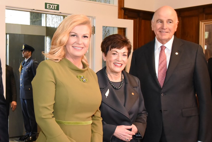 Image of HE Dame Patsy Reddy and Sir David Gascoigne with the President of the Republic of Croatia,Her Excellency Kolinda Grabar-Kitarovic