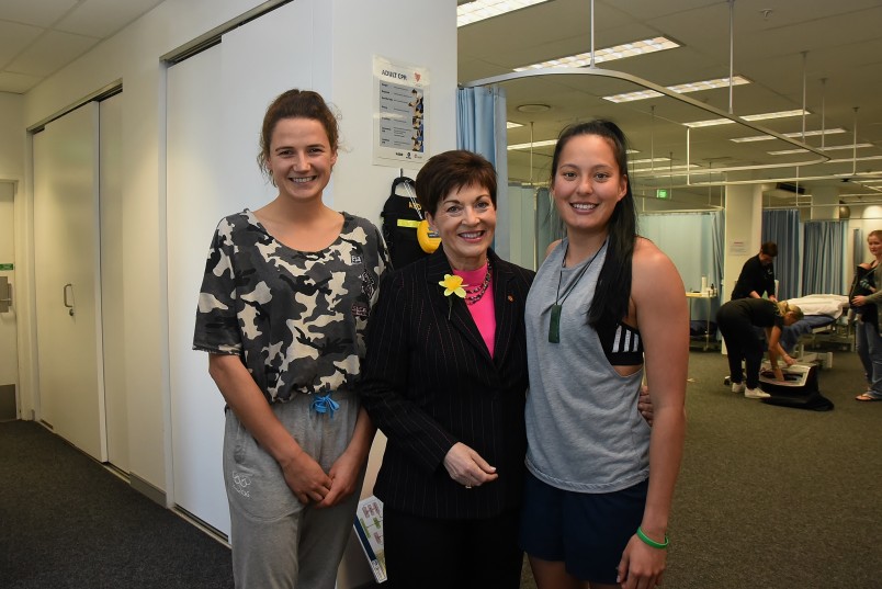An image of Dame Patsy with Black Stick Pippa Hayward and Sevens Captain Tyla Nathan-Wong