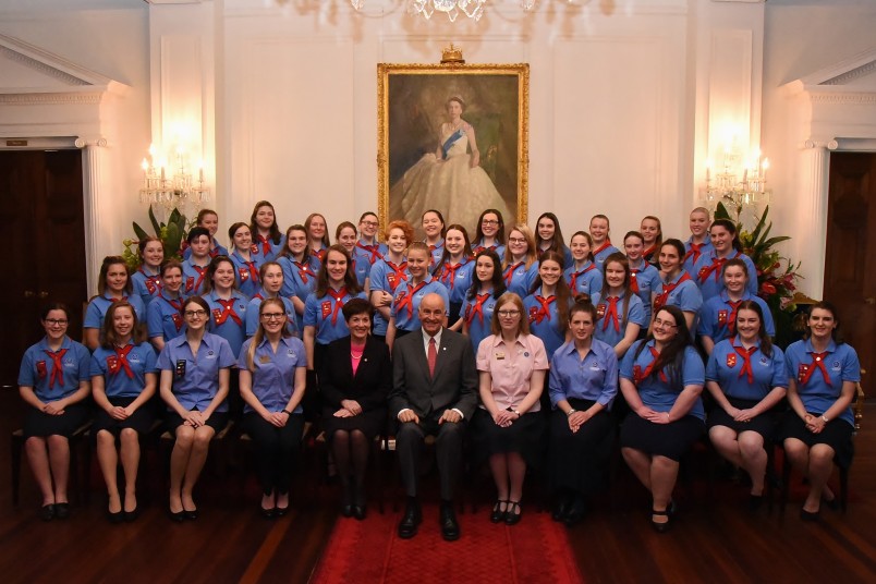 An image of Their Excellencies with Queen's Guides