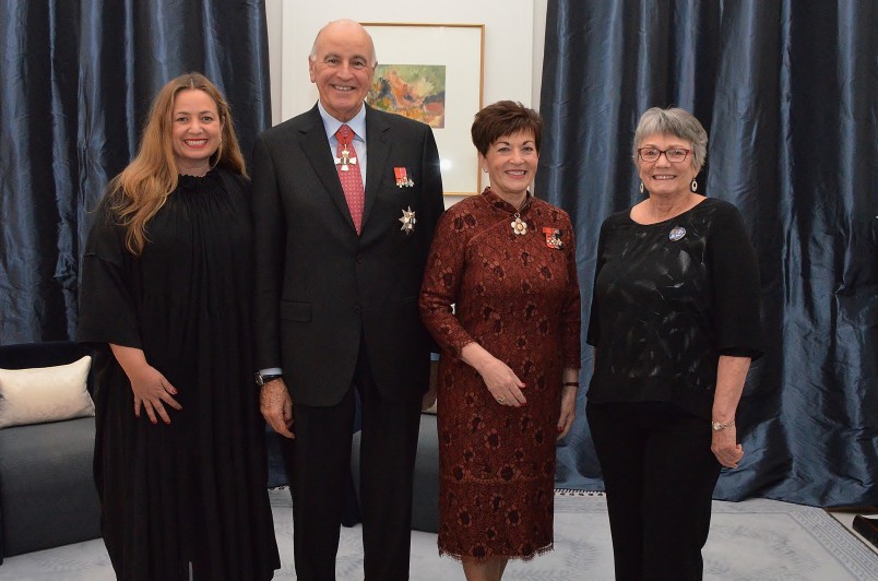 an image of Their Excellencies with Dr Lesley Rhodes, CNZM and Sido Kitchin