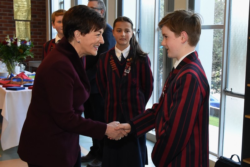 an image of Dame Patsy meeting a St Mark's student