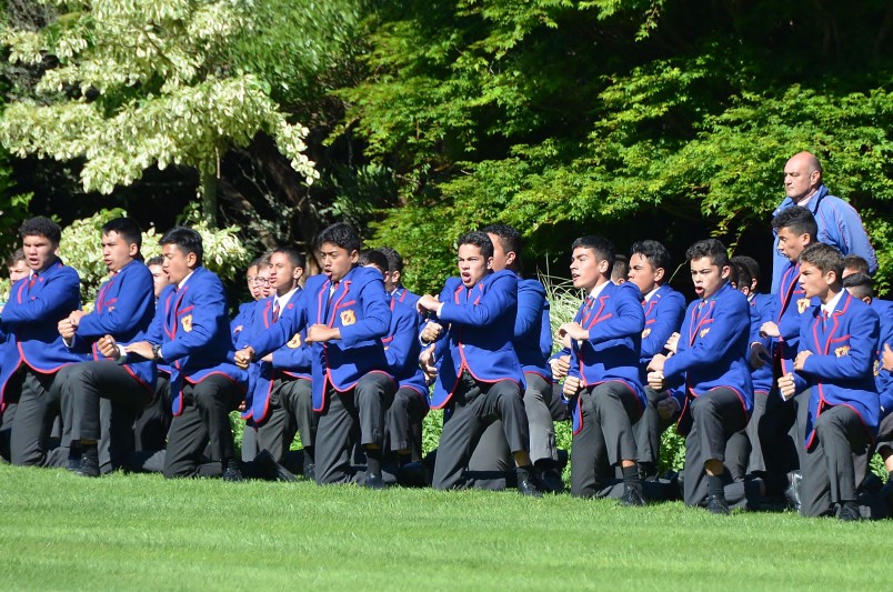 an image of haka by Hato Paora students