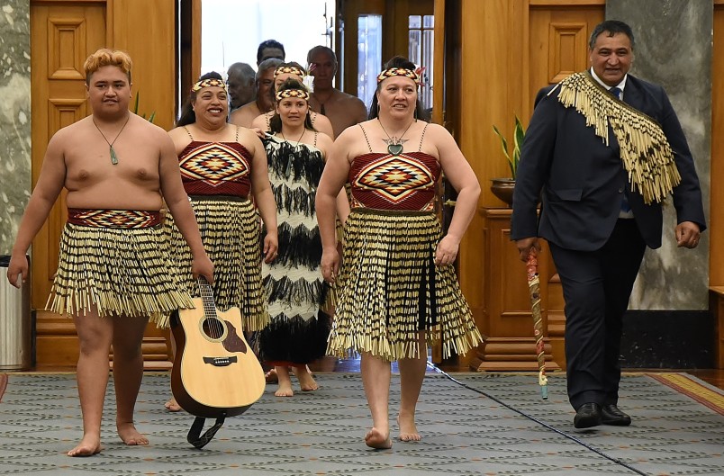 an image of Kapa haka members entering the Grand Hall