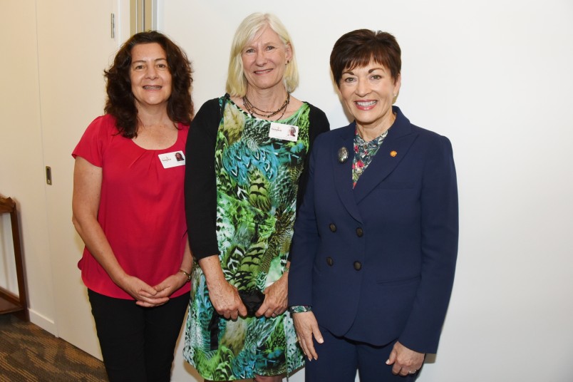 Image of Dame Patsy with two of the Tui House staff, Liana Meredith and Prue Fitzherbert
