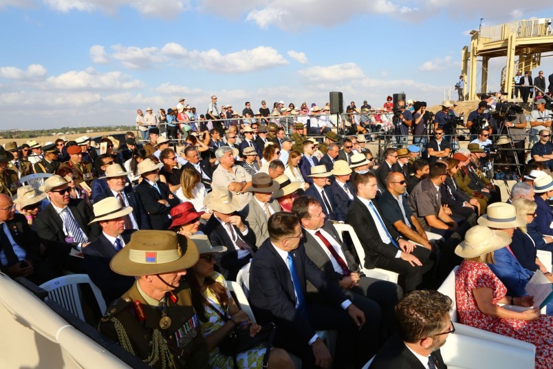 an image of  the New Zealand commemorative service at Tel Be-er Sheva National Park