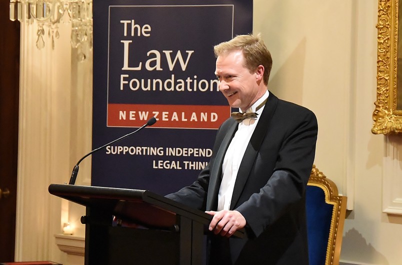 Image of Dr Andrew Butler, Chairman of the New Zealand Law Foundation responding to Andrew Little's address