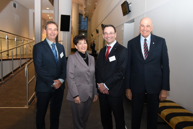 Image of dame Patsy with Peter Mersi, Chair of the NZSAR Council and Rhett Emery, National Search and Rescue Support Programme Coordinator