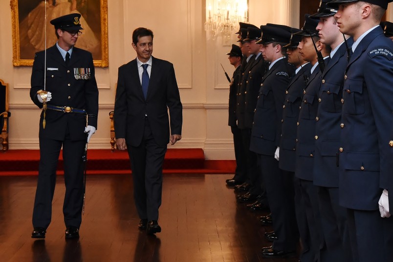 an image of HE Mr Fernando Curcio Ruigomez, the Ambassador of the Kingdom of Spain inspecting the Guard of Honour