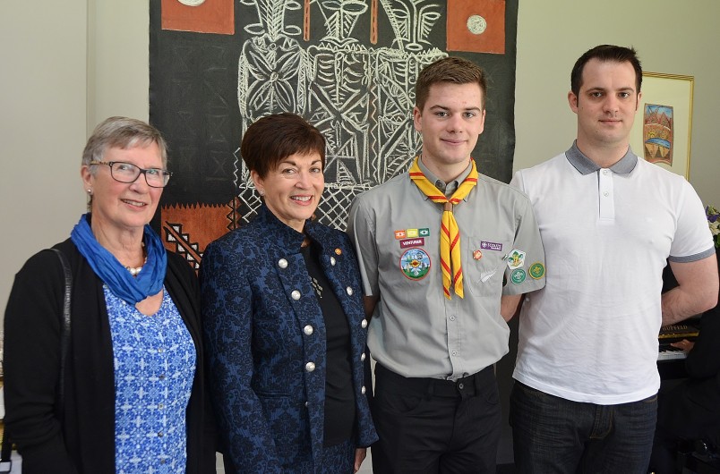 Image of Dame Patsy with Ewan Lee of the Havelock North Scout Group