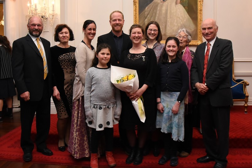 an image of Dr Jessie Prebble, Zonta Science Award winner and her family