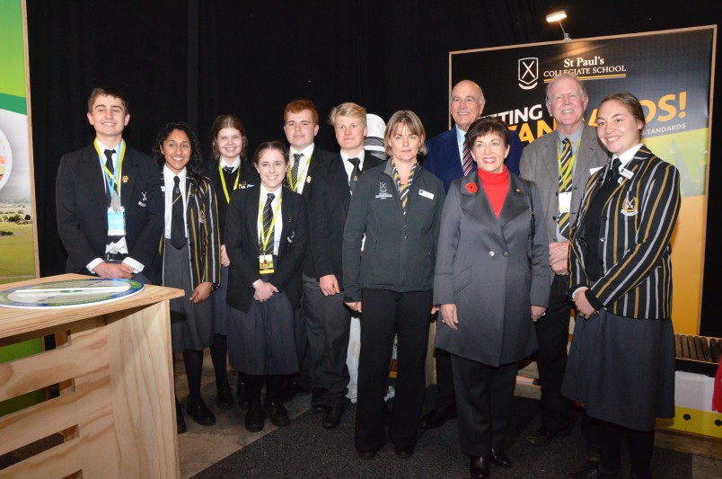 an image of Dame Patsy with St Paul's Collegiate school students