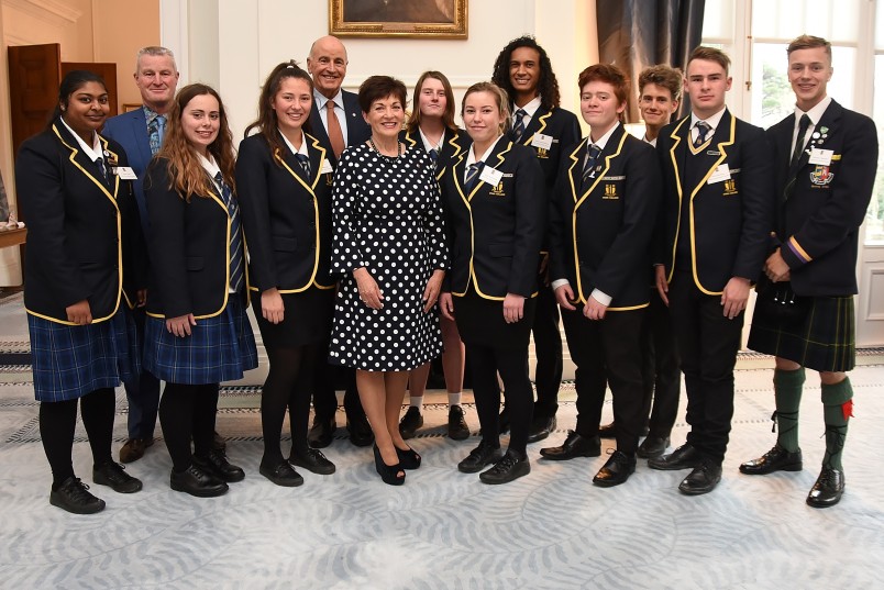 an image of Dame Patsy and Sir David with Otaki College representatives