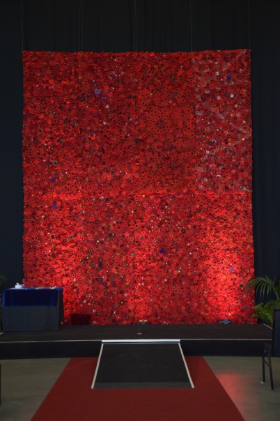 Image of the stunning backdrop of fabric poppies 