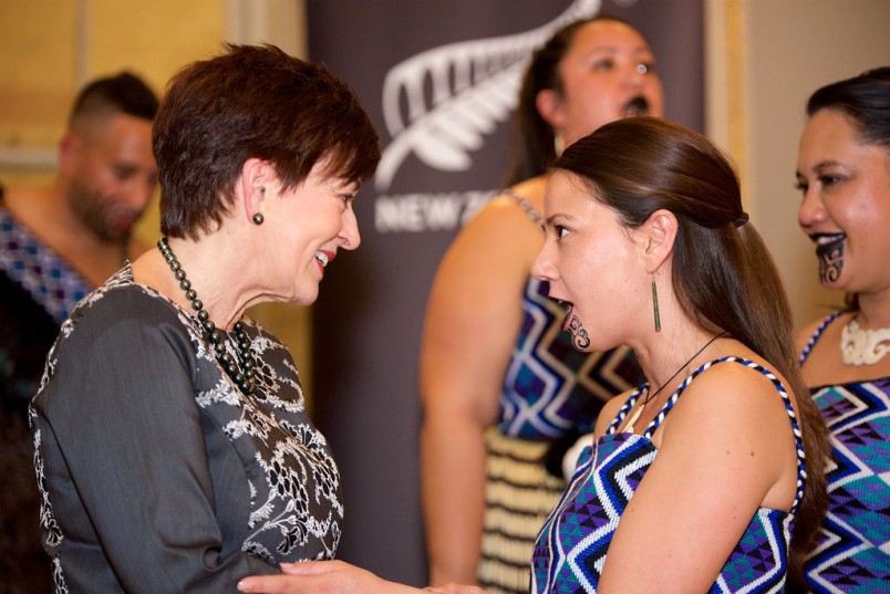 an image of Dame Patsy meeting a member of the cultural party