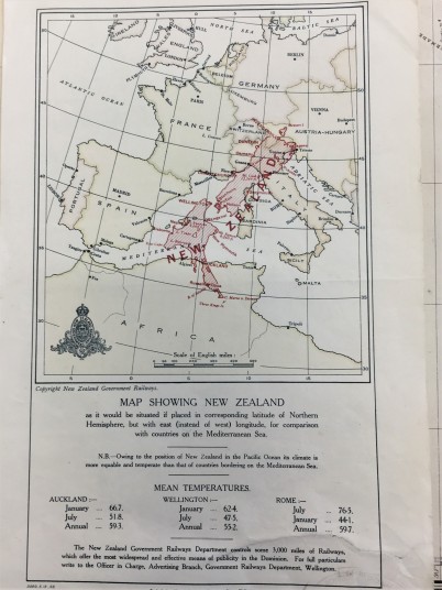 an image of A Bodleian Library map comparing New Zealand and Italy's geography