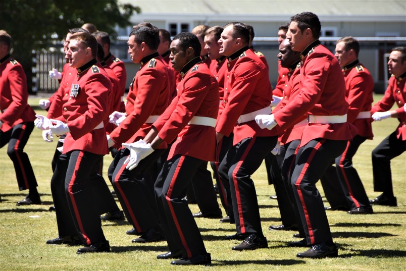 an image of Officer cadets performing a haka