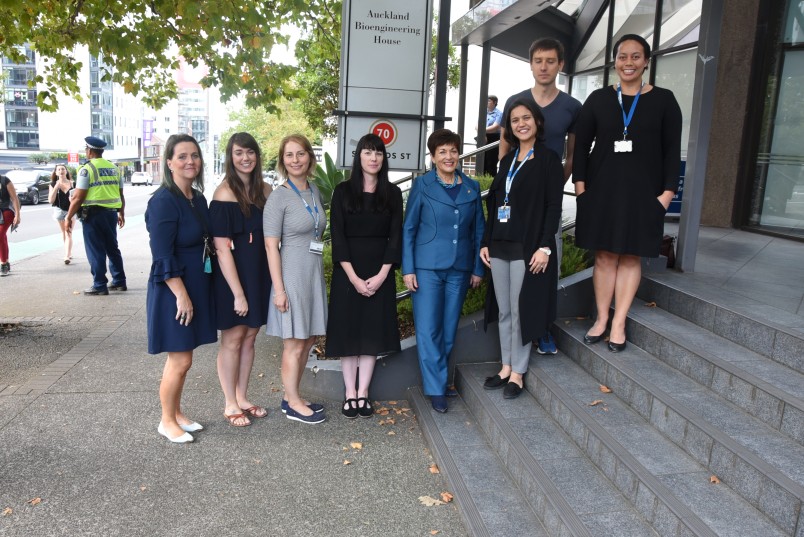 Image of Dame Patsy with staff at the Auckland Bioengineering Institute