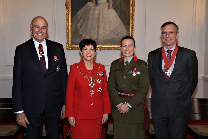 Their Excellencies with Colonel Ruth Putze, DSD and Lieutenant General Timothy Keating, CNZM