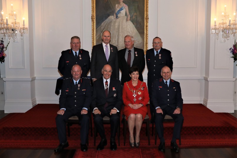 Their Excellencies with Honours recipients from the Fire Service 