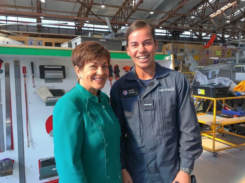 Image of Dame Patsy with NZDF Sportsperson of the Year, Hayley Hutana