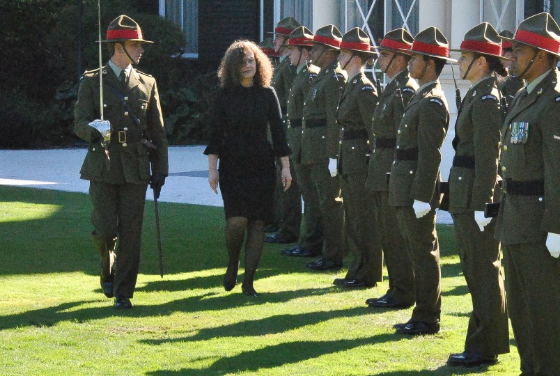 Image of Ambassador of the Republic of Croatia  HE Betty Pavelich Sirois inspecting the Guard of Honour	