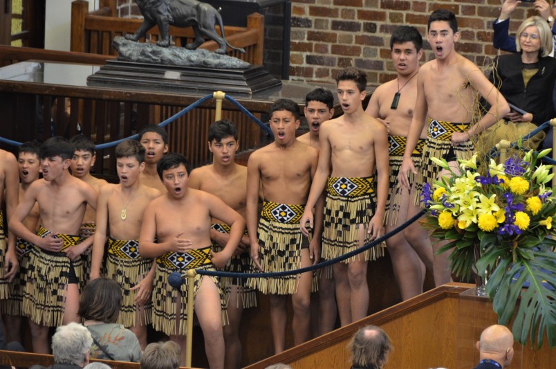 Grammar boys singing a waiata at the Assembly