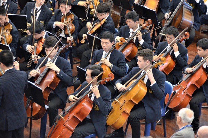 Auckland Grammar's symphony orchestra performing at the Assembly